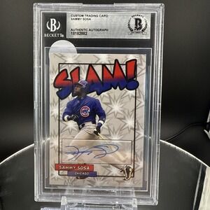 Sammy Sosa Auto "SLAM" Custom Trading Card Beckett Authentic